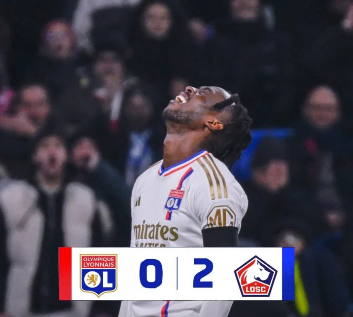 Giải vô địch Pháp: Olympique Lyon thua trước Lille trân sân nhà và tiếp tục chìm sâu trong hỗn độn.